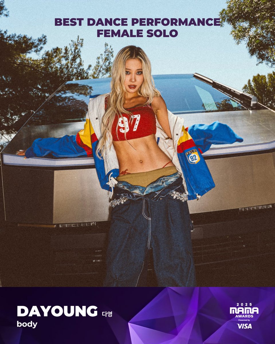[#2025MAMA] BEST DANCE PERFORMANCE FEMALE SOLO Nominee | 베스트 댄스 퍼포먼스 여자 솔로 후보

#DAYOUNG #다영

HEAR MY ROAR, UH-HEUNG
2025 MAMA AWARDS

2025.11.28-29 (HKT)
Kai Tak Stadium (HONG KONG) &amp; Mnet Plus

#MAMAAWARDS #2025MAMAAWARDS