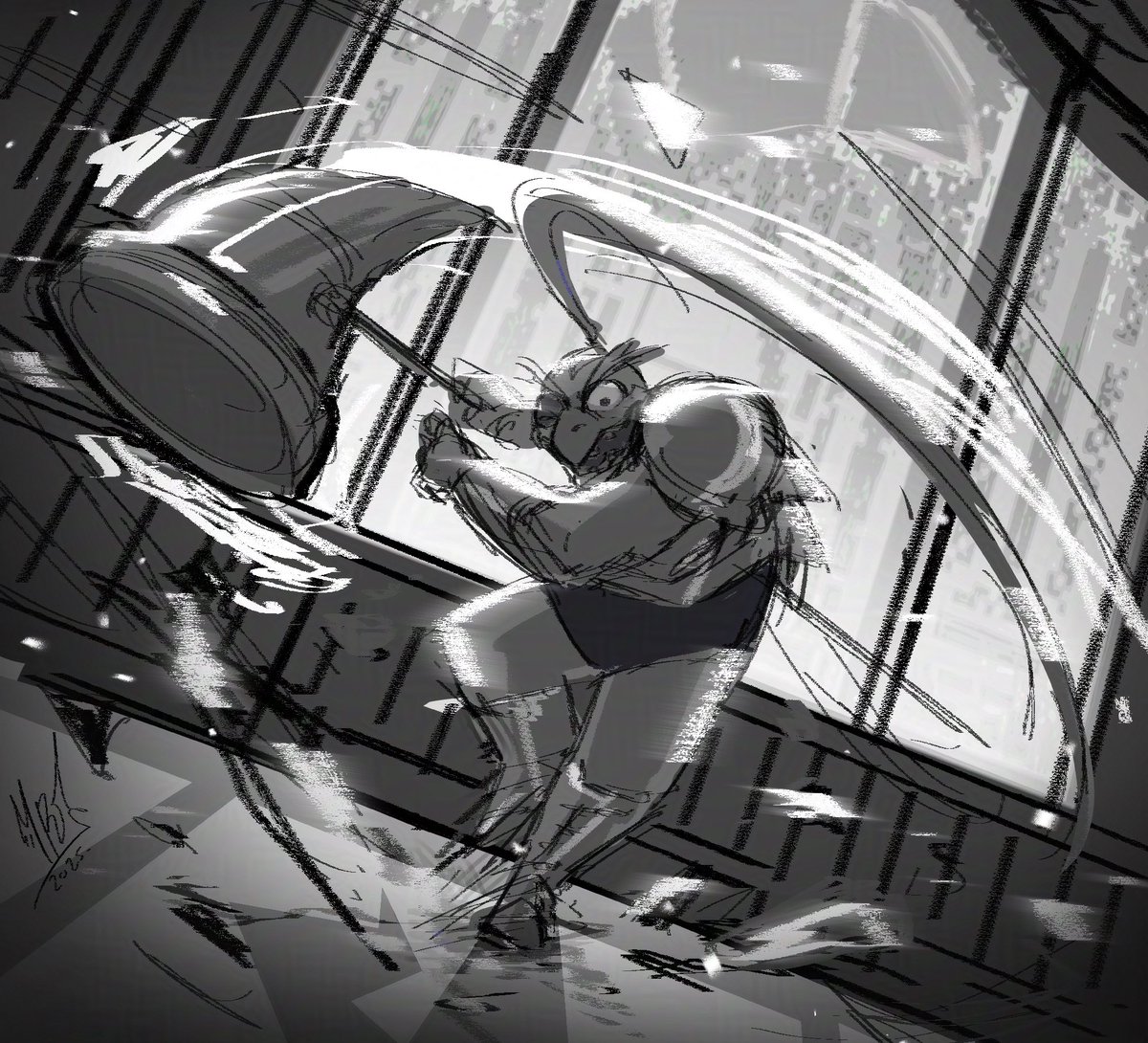 MinaRuzi's tweet image. Hammer of justice 
#wip #request #DELTARUNE