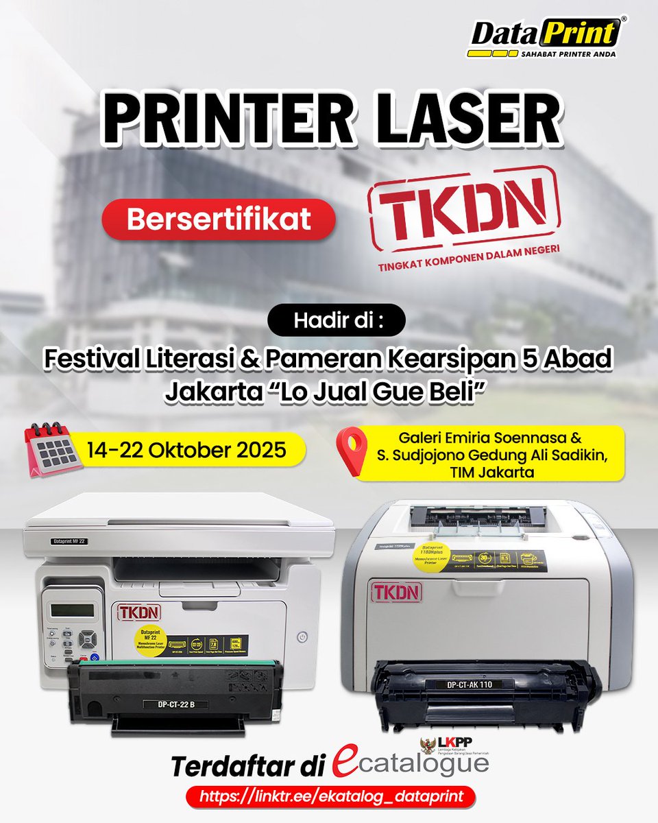 dataprintindo's tweet image. Kunjungi langsung booth DataPrint di

📍 Galeri Emiria Soenassa dan Galeri Oesman Effendi gedung Alisadikin - TIM - Jakarta 
📅 *14-22 Oktober 2025*
📌 *PAMERAN KEARSIPAN 5 ABAD JAKARTA &quot;LO JUAL GUE BELI&quot; By DISPUSIP*
 #dispusip #DataPrint #pameranarsip 

@arsip_jakarta