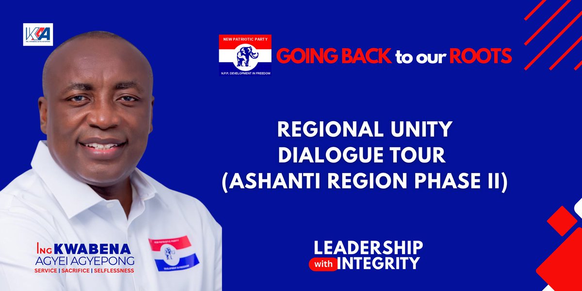 KAAgyepong's tweet photo. I’m continuing my engagement with delegates across the Ashanti Region as part of my Regional Unity Dialogue Tour.

Stay tuned for updates and join our Q&amp;A for an interactive session on Facebook live from every stop. 

#UnityDialogueTour #Ase3ho #KAA2028
#KAA5 #KAANewdawn https://t.co/jrKuc323v0