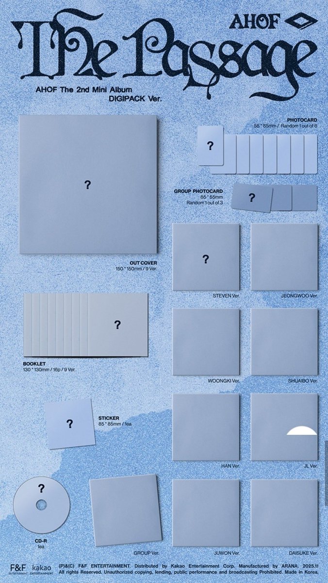 AHOF 2nd MINI ALBUM | The Passage
+ POB INCLUDED (WV ver) 🎁

QR - ₱360
DIGIPACK - ₱635 / ₱5690
PHOTOBOOK - ₱840 / ₱1690
KR ADDRESS RENTAL - ₱80 per album

🚚 SFETA (2wks from kr if no delay)

DP - ₱100 per item, NO CANCELLATION
RemBal ONCE ONHAND

wts lfb ahof the passage