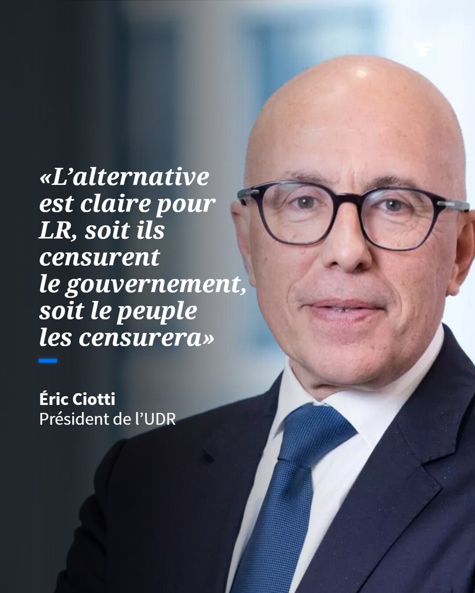 Le_Figaro's tweet image. Éric Ciotti, président de l’UDR, tend la main à Bruno Retailleau, président des Républicains, pour contrer un «gouvernement socialiste». →l.lefigaro.fr/DIxp
