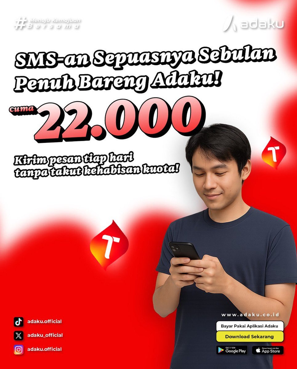 adaku_official's tweet image. 💬 SMS-an puas sebulan penuh bareng Telkomsel!
 Dapatkan 600 SMS / 30 Hari ke semua operator ✨
 Cukup Rp21.900 aja — kirim pesan tiap hari tanpa takut kehabisan kuota 📱

 #Telkomsel #PaketSMS #AllOperator #HematBanget #AdakuPraktis