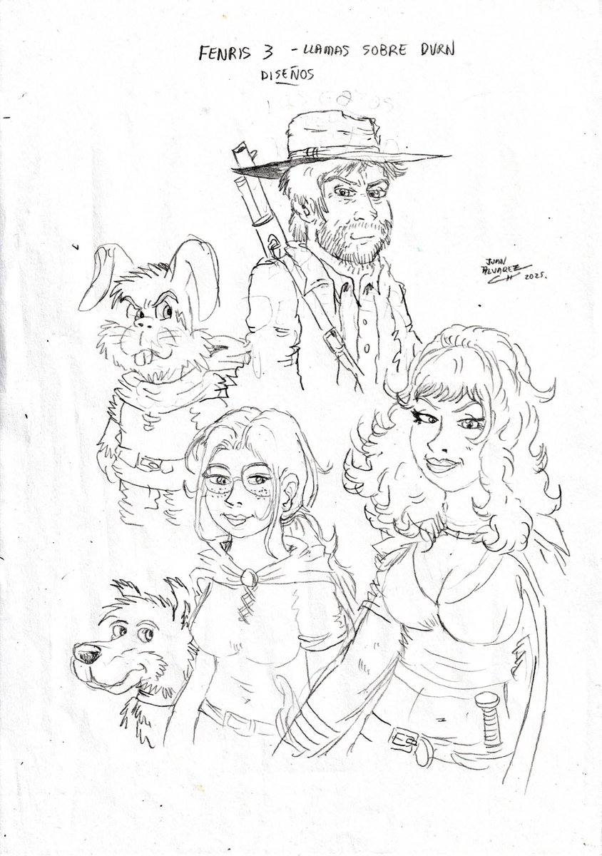 Posibles diseños de los protagonistas para el tercer número de "El mundo de Fenris" si en algún momento puedo retomar la serie.