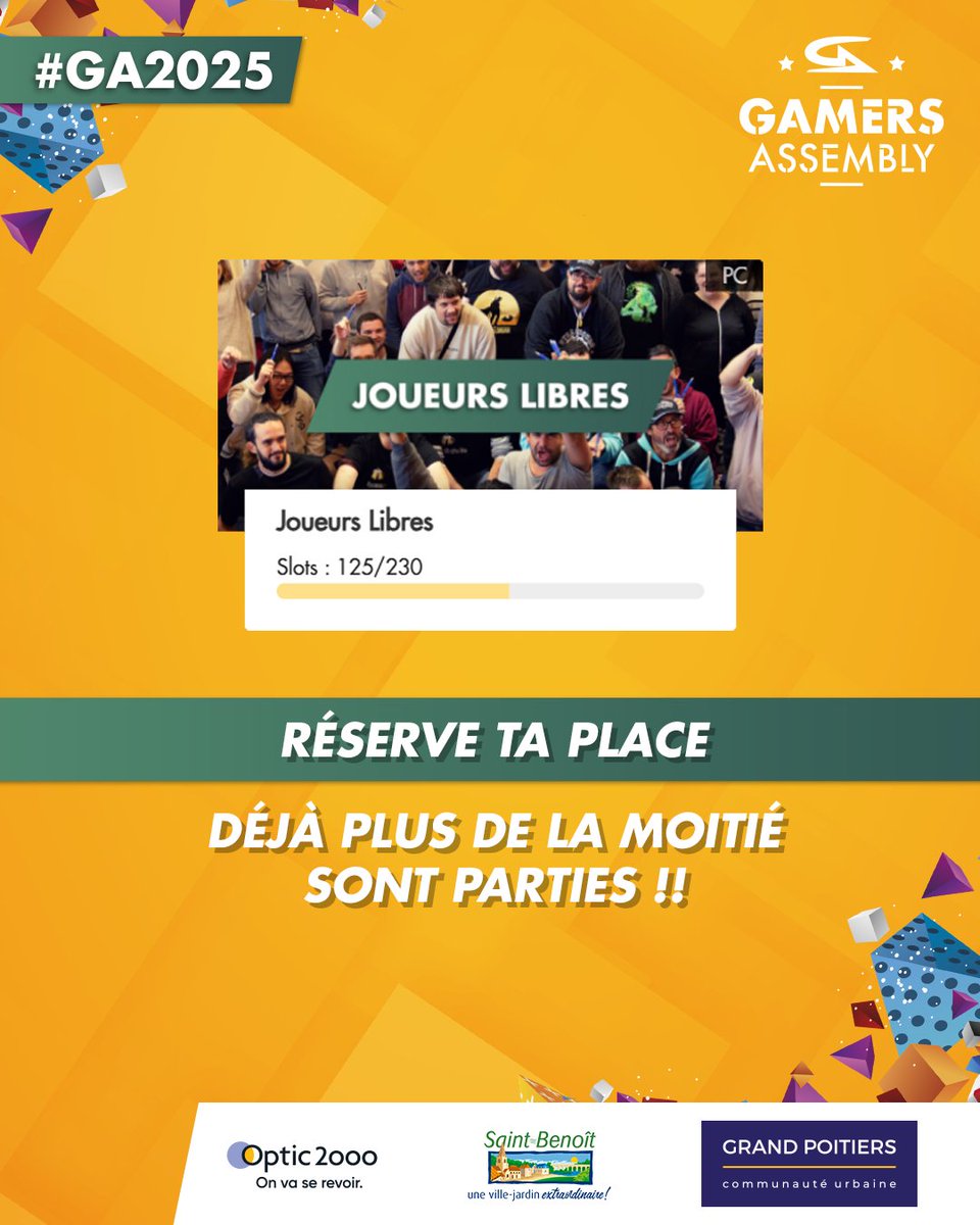 On t’aime bien… alors on préfère te prévenir 😎
Les places partent vite 👉 réserve la tienne pour ne rien rater 🔥

halloween2025.gamers-assembly.net/billetterie