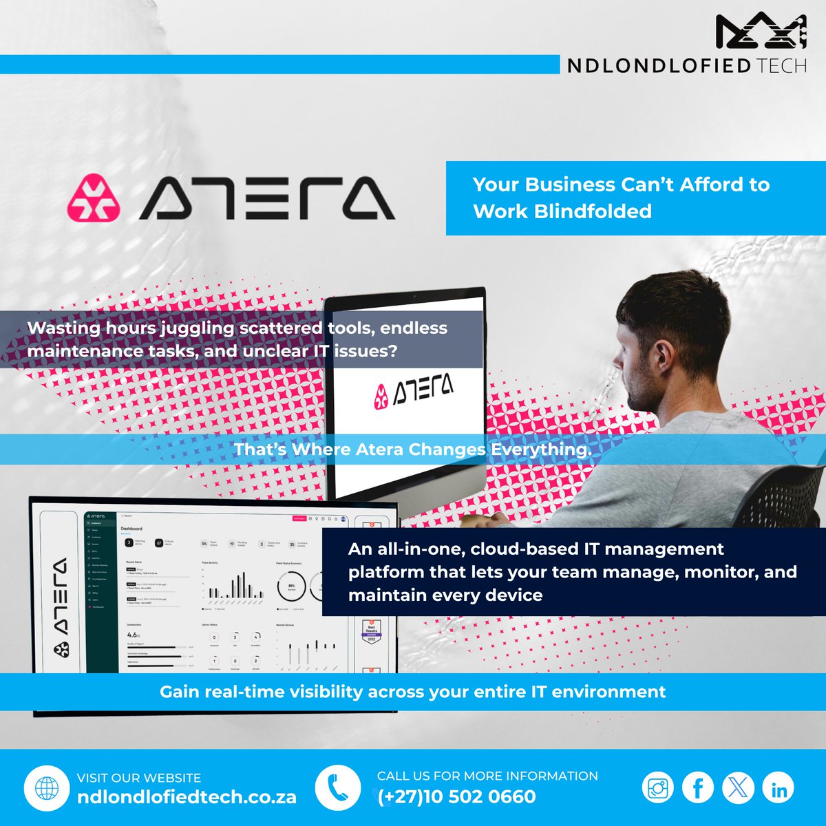 Ndlondlofiedtec's tweet image. 🚨Your Business Can’t Afford to Work Blindfolded

✨That’s Where @AteraCloud Changes Everything!
An all-in-one, cloud-based IT management platform that allows you to manage, monitor, and maintain every device

#Atera #AllInOneSolution #SmartIT #StayNdlondlofied #NdlondlofiedTech