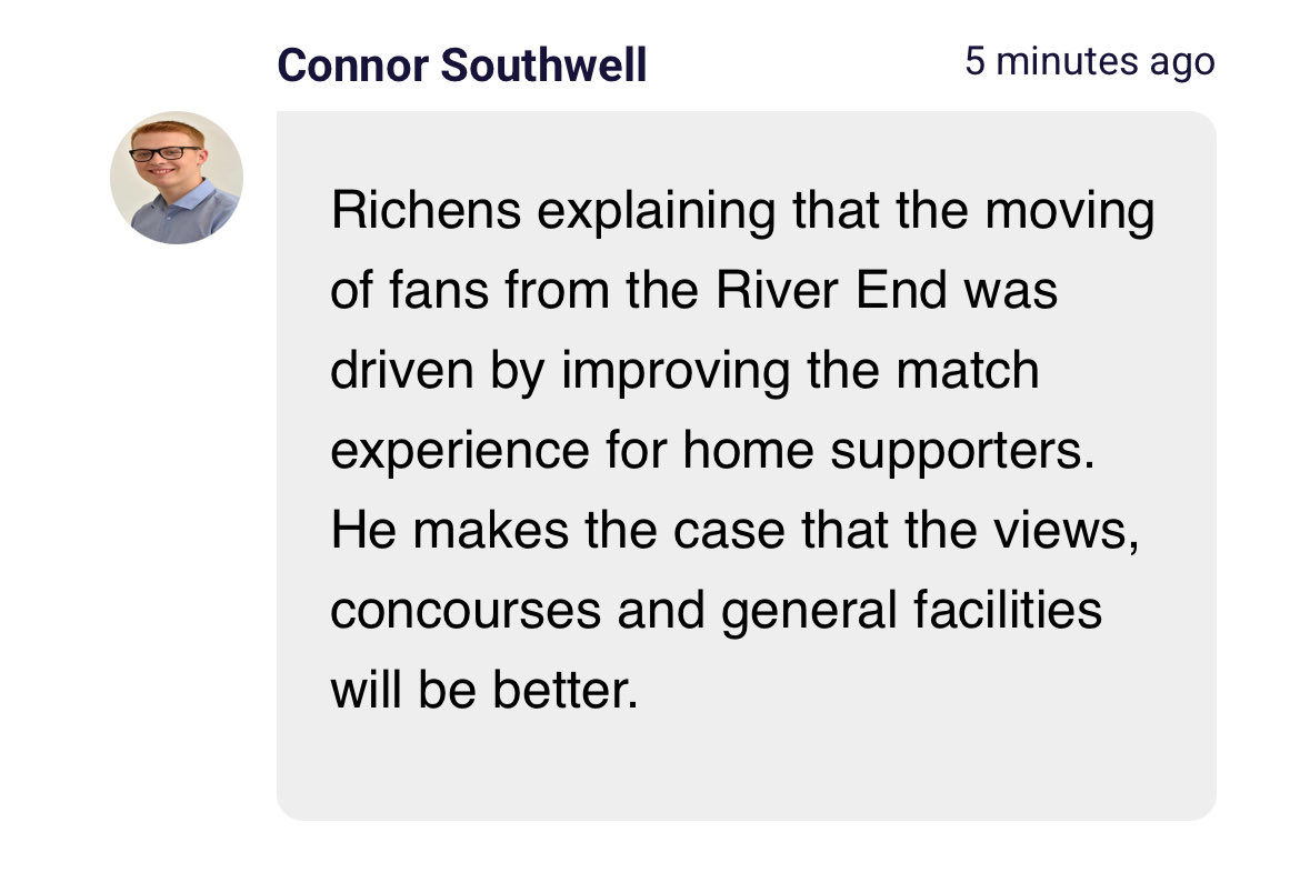 There's that phrase "matchday experience" again. Made up to convince fans that they are, in fact, customers. My "matchday experience"? Pitch up at 1430, catch up with people around me, watch match, go home. And I would wager the majority do similar things.  #ncfc