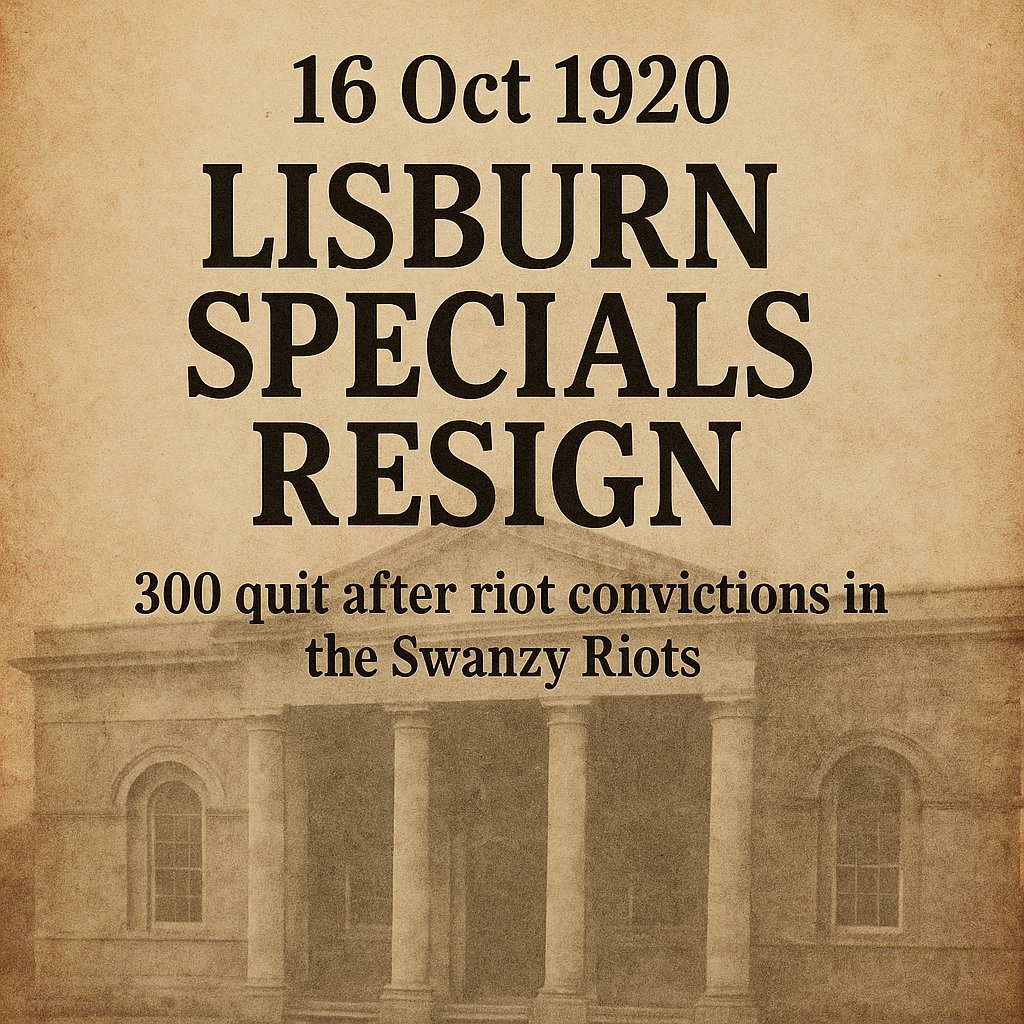 #OnThisDay 𝟭𝟲 𝗢𝗰𝘁 𝟭𝟵𝟮𝟬
The resignations of 300 Specials following the #Lisburn Swanzy Riots raised serious sectarian questions about the new Ulster Special Constabulary
Read/hear more: eamonphoenixfoundation.com/on-this-day-po…
𝘐𝘮𝘢𝘨𝘦: 𝘎𝘦𝘮𝘪𝘯𝘪