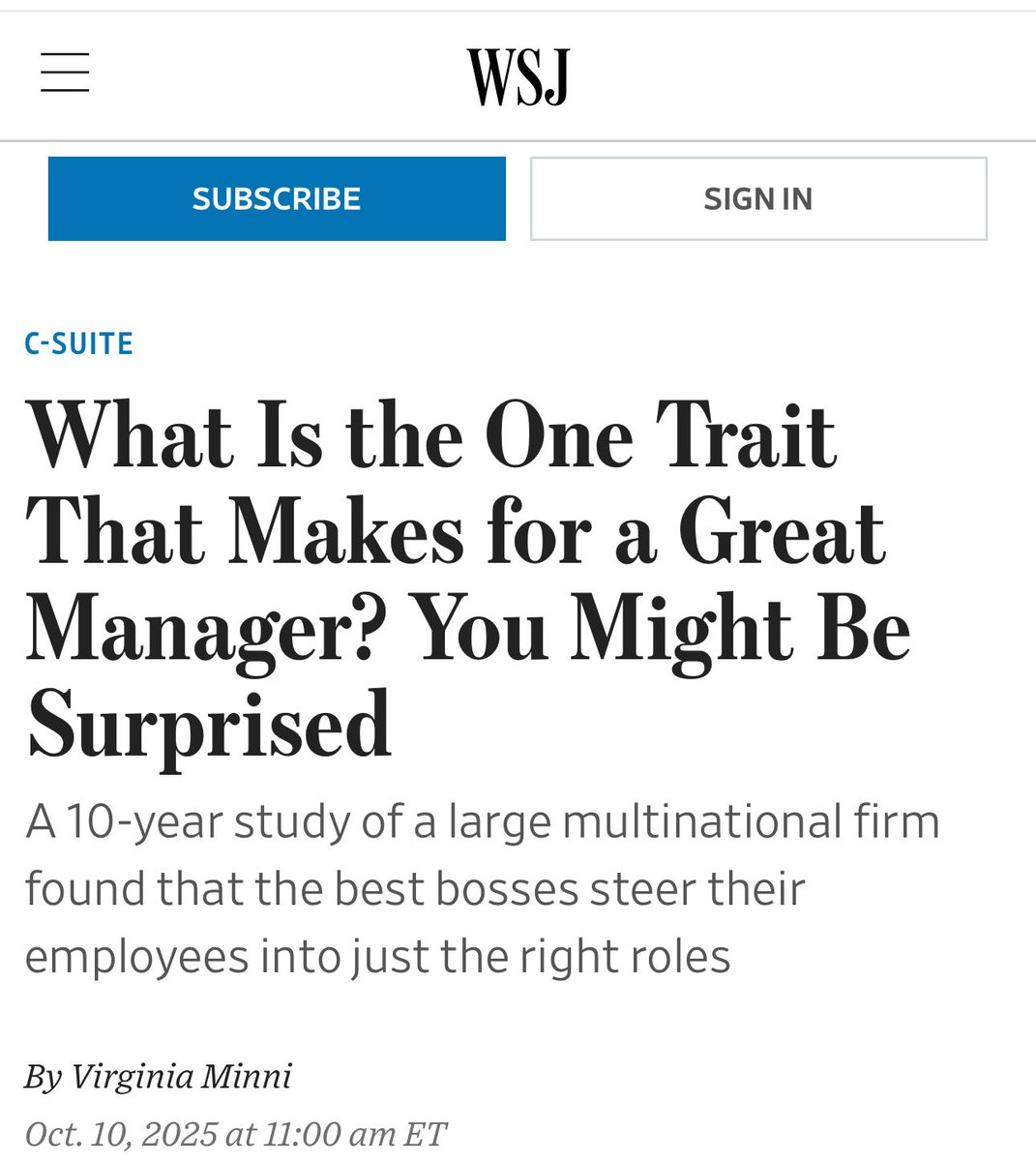 في دراسةٍ امتدّت لعشر سنوات ؛ وشملت (٢٠٠) ألف موظف و(٣٠) ألف مدير في مئة دولة ؛ كشفت أن القائد الحقيقي ليس من يملك الرؤية؛أو الذكاء؛ أو العاطفة ! 

بل من يمتلك البصيرة التي تكتشف مكامن القوّة والتميز في الآخرين ؛ وتضعهم في الموضع الذي يُزهرون فيه ..! 

#صباح_الخيرᅠ