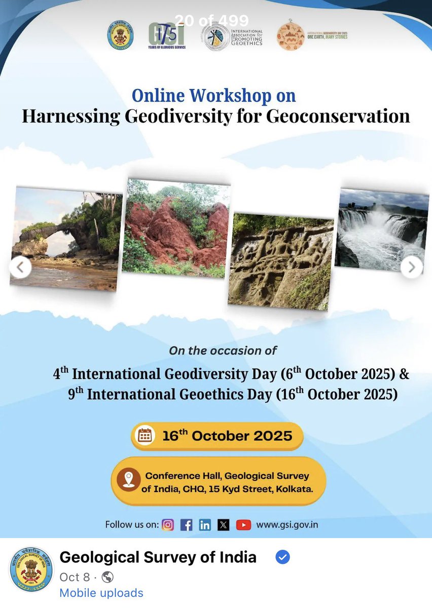 Fossilcrates's tweet image. Check out my presentation about the Dinosaurs of India at:
Oct 16, 2:50 AM PSTx
Thank you GSI (Geological Survey of India) for the opportunity to speak at the Geoconservation Workshop!!!
Web link on the GSI FB page.
@GeologyIndia
#Geoconservation
#FossilCrates