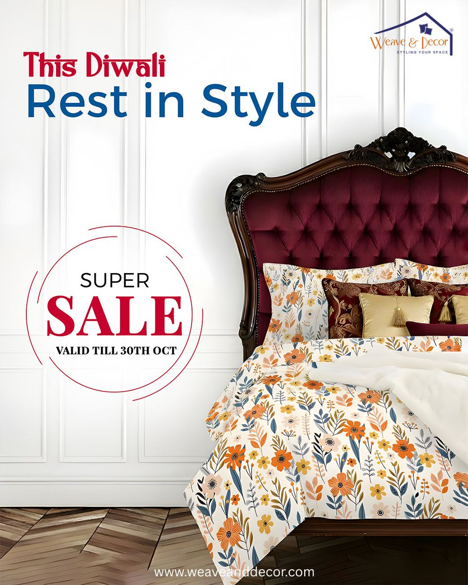weaveanddecor77's tweet photo. Turn festive nights into cozy delights 🌙
Shop Weave & Decor’s Diwali Collection & #RestInStyle 💫
🪔 Super #Sale till Oct 30 — don’t miss it!
shop now : https://t.co/NEiS2pGLgp
#Diwali2025 #Bedsheets #HomeDecor #FestiveVibes #textiledesign #offer #sale #textiledesign #bedsheet https://t.co/BOmppJb7Pg