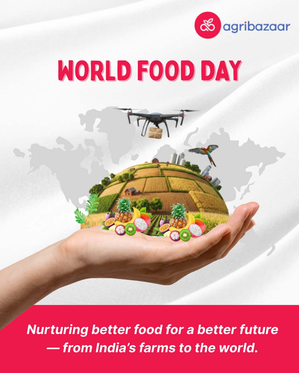 Better food begins with mindful choices  in how we grow, trade, and share it.
Here’s to a future that nourishes everyone. 

#WorldFoodDay #agribazaar #agritech #smartfarming