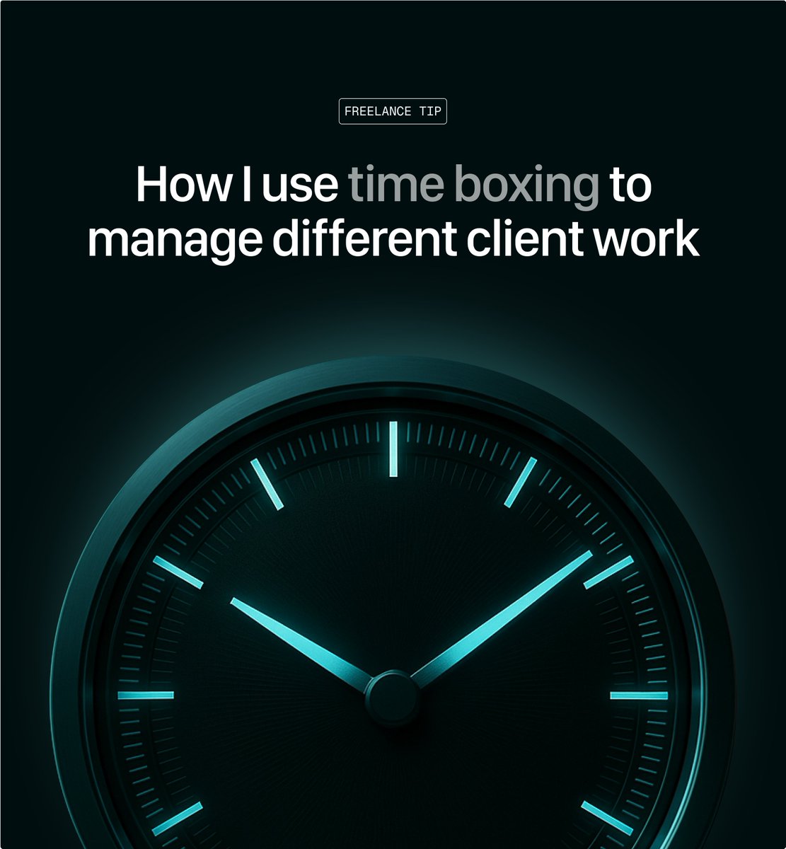 I have 6 clients that I design for.

Before, I found it hard to manage between projects because I am the type who can get lost in one project for hours.

Just looking for the 'perfect' icon, the 'perfect' colour and then realise the whole day is gone.

Now, I timebox for each