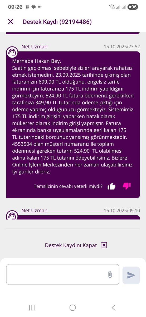 hakan_akel's tweet photo. +++ ödeme yapmanız lazım diye mesaj atıyorsunuz? 12 dem sonra da hattım kısıtlanıyor. Şimdi 175 TL bedeli ödedim. Aslında bunu da ödemem lazımdı ama tarafıma çıkarılacak herhangi bir hat kısıtlama bedelinin ödemesini kabul etmiyorum  aksi halde sizi dava edeceğim. https://t.co/rGMOvcz4FI