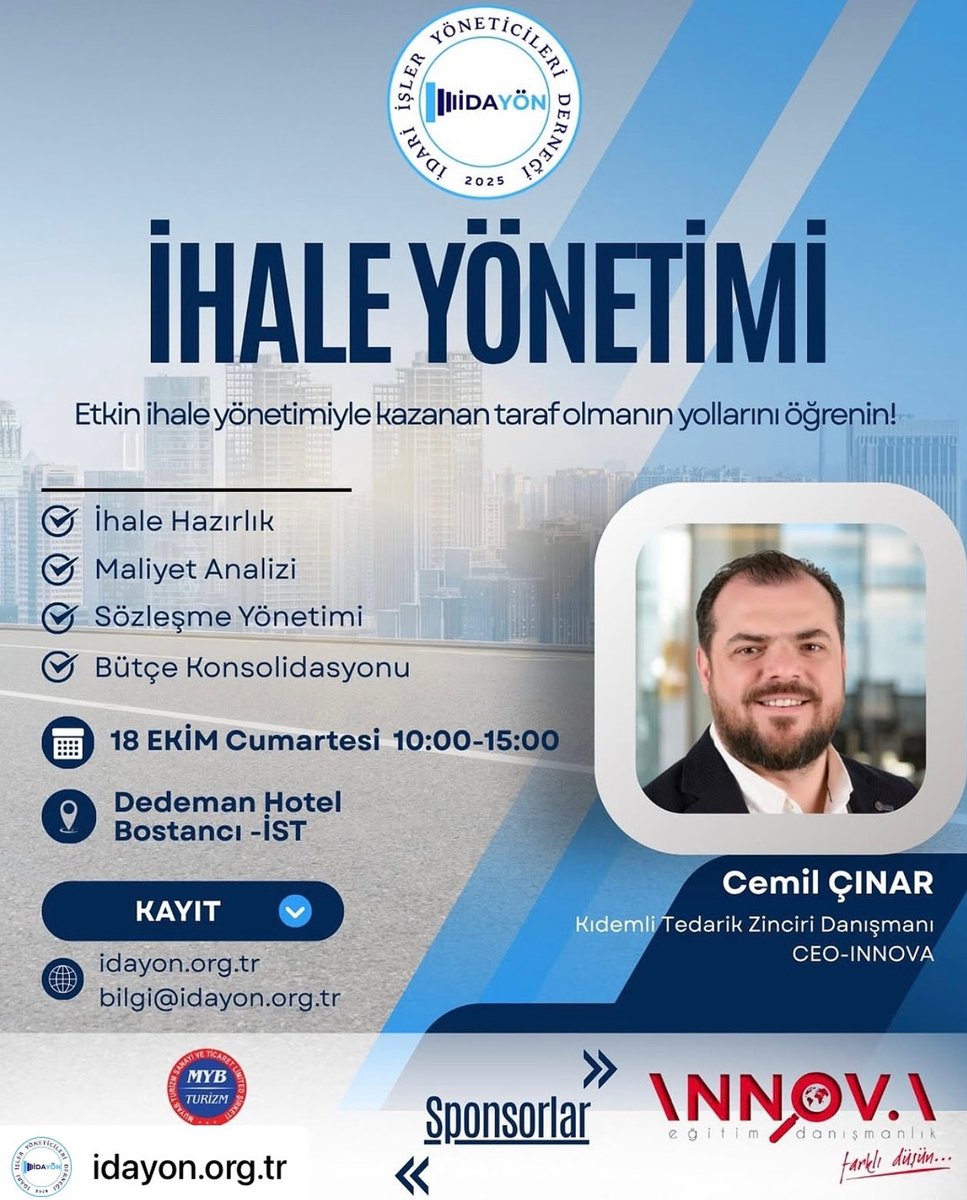 İdari İşler Yöneticileri Derneği ile birlikte İhale Yönetimi Süreçlerini ve detaylarını konuşacağımız bu eğitim için detaylar ve daha fazlası @idayon.org.tr ‘de! <a href="/cinar_cemil/">Cemil Cinar</a>
#idariişler #satınalma #procurement #ihaleyönetimi #eğitim #training #network #business #kurumsaleğitim