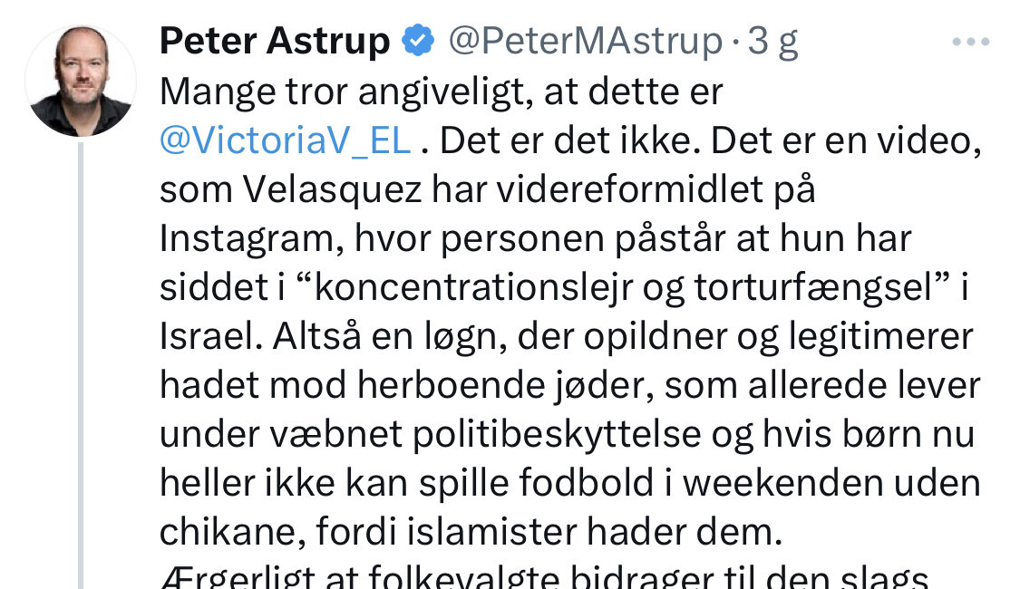Det er næsten blevet hverdag at læse sociopatiske opslag som disse. Løgn, manipulation, overdrivelse og integritetsløse typer, der jubler, når Israel udbygger landets i forvejen rekordhøje tal på journalistmord.

Besættelsesmagtens ambassade i Danmark knokler ikke forgæves.