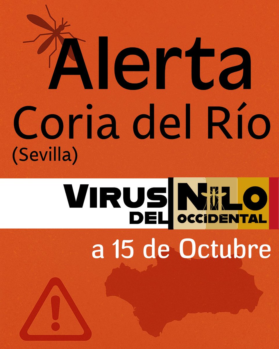 🦟 Alerta en Coria del Río (Sevilla)

La Consejería de Sanidad, Presidencia y Emergencias ha declarado área en alerta tras detectarse mosquitos infectados con el Virus del Nilo Occidental a menos de 1,5 km del casco urbano.
👉 No se han notificado casos humanos.