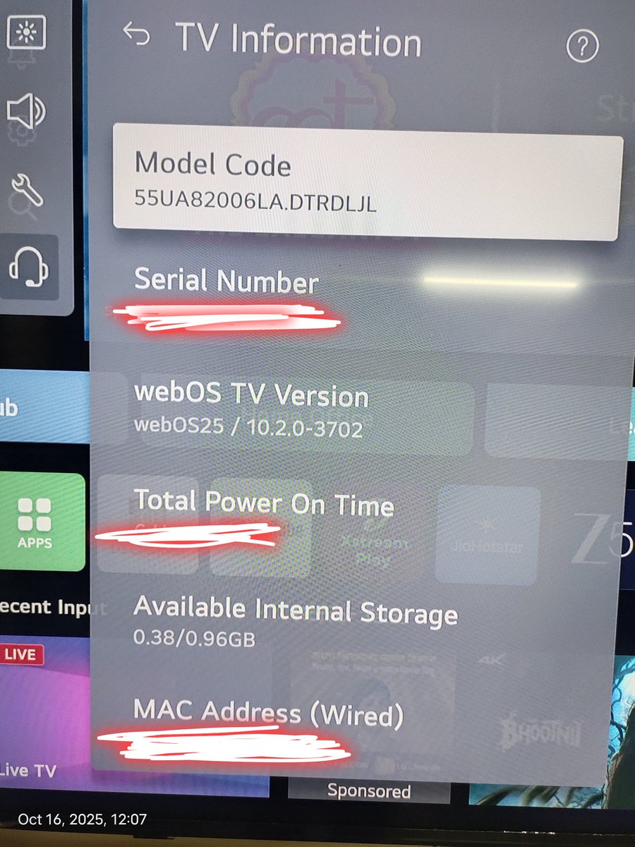 rishiiip07's tweet image. @LGIndia @LGE_Global I purchased TV 55UA82006LA 2025 model on @Flipkart as having 2GB RAM &amp;amp; 8GB storage. However, the system shows only 1GB storage and no RAM info. Installation agent &amp;amp; LG support provided no clarity. Can you confirm the actual specs? #LGSupport #CustomerQuery
