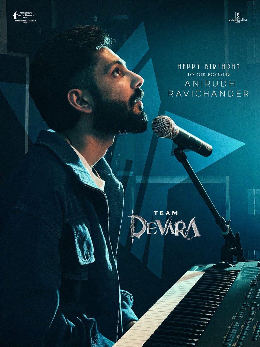YuvasudhaArts's tweet image. Here’s to the man who turns music into mayhem! 🔥

Team #Devara wishes Rockstar @anirudhofficial a staggering birthday! ⭐️❤️‍🔥

#HBDAnirudhRavichander

@tarak9999 #KoratalaSiva #SaifAliKhan #JanhviKapoor @NtrArtsOfficial @YuvasudhaArts @DevaraMovie