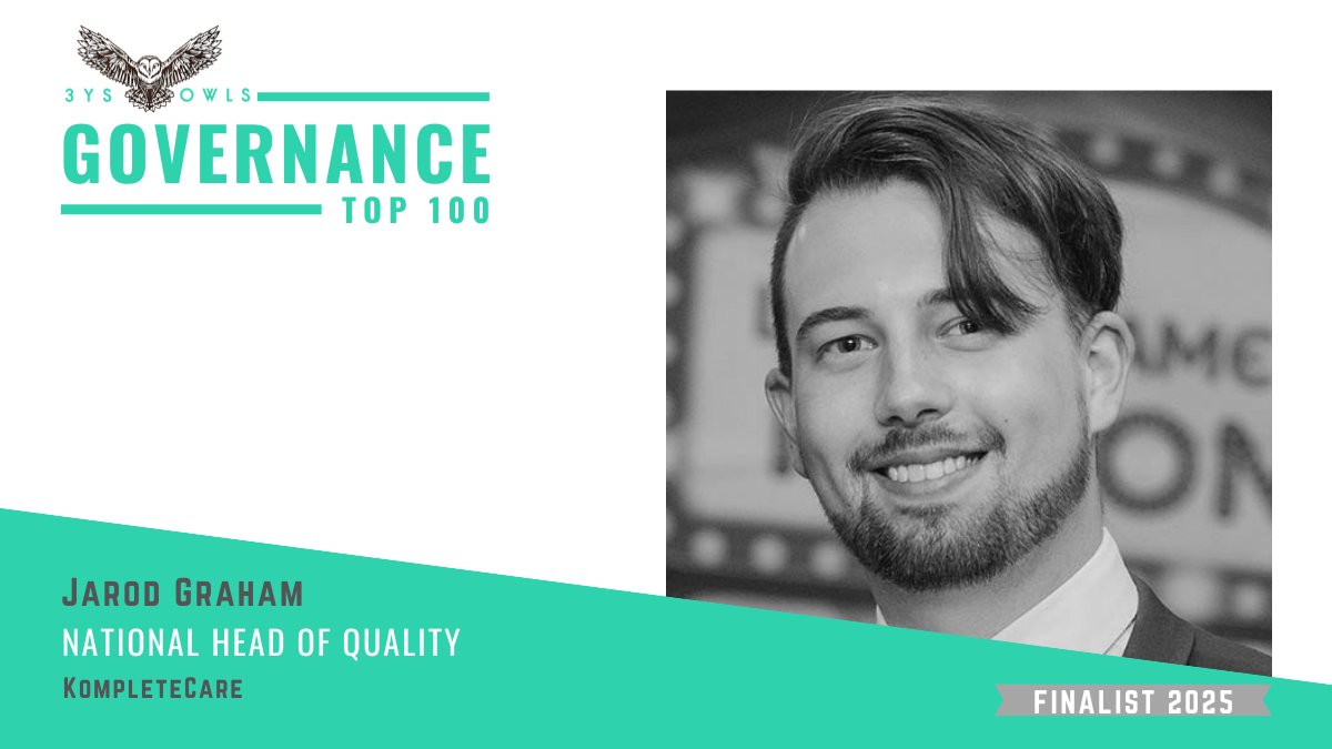 GovTop100's tweet photo. Meet 2025 #GovernanceTop100 Finalist Jarod Graham from KompleteCare. Proudly brought to you by @3ysowls partnering with @cts_av @Computershare @MCRlaw &amp; @Nasdaq . Winner announced via webinar Friday 24 Oct 25 register below: #3ysowls https://t.co/PN85UHt3Zx