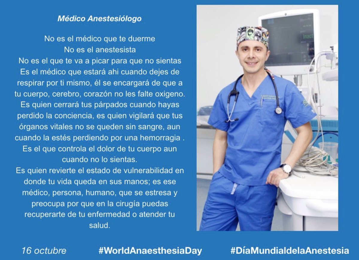 NoInvisibles's tweet photo. Es #DíaMundialDeLaAnestesia #WorldAnaesthesiaDay 
Volvemos a esta entrada de @AnestesiaR, un lugar muy recomendable para estar a la última en #Anestesia, con info y enlace a la web #Orphananesthesia, una base de datos del tratamiento anestésico de pacientes con enfermedades raras #EERR
Ya en español🇪🇸👇gr. @sedar_es @ErrandoL 👍
https://t.co/bdBr8xqUiy
Hemos puesto un guiño de humor con una imagen que hace años vimos en @diazolam 😄