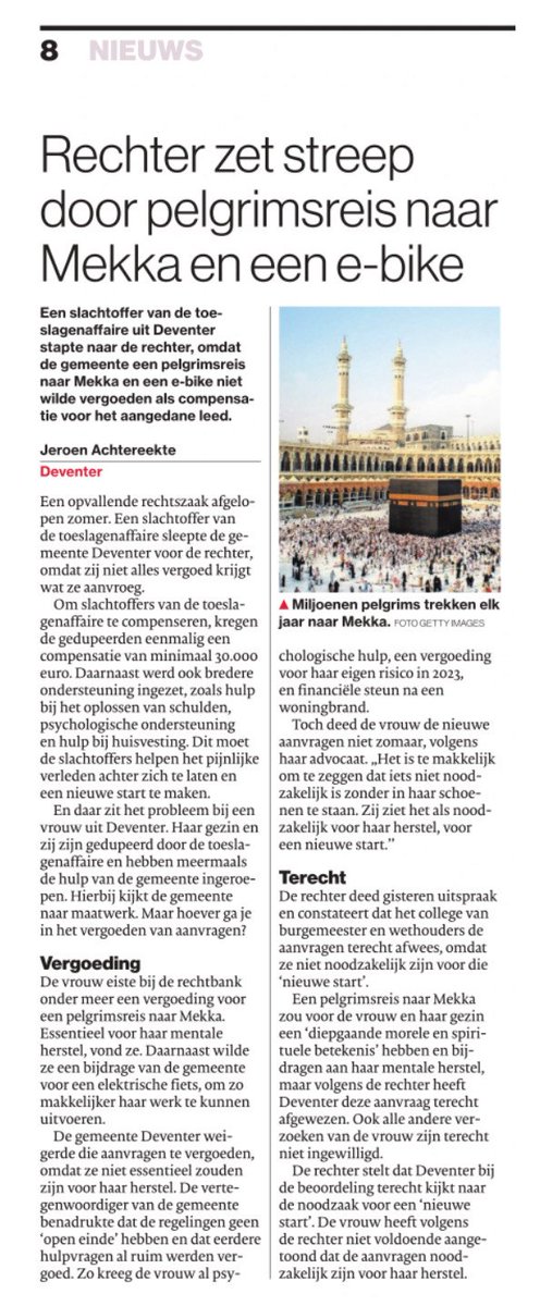 "Rechter zet streep door..." Nee, het college van burgmeester en wethouders heeft de aanvraag afgewezen en de #rechter oordeelt dat het college dit mocht doen. Waarom? Dat lees je in de #uitspraak (vanaf overweging 6): deeplink.rechtspraak.nl/uitspraak?id=E…