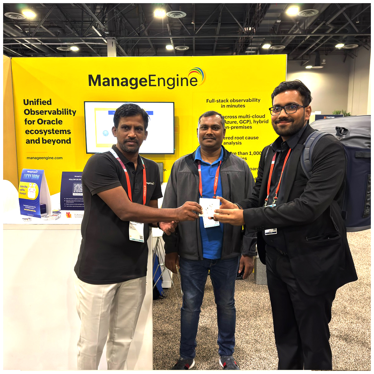 Site24x7's tweet image. We&apos;re having an incredible time at #OracleAIWorld 2025! Thank you to everyone who visited our booth and engaged with us. 

A huge shoutout to our raffle winner, Sudhir Daga from Centre for Railway Information Systems (CRIS)! 

#Site24x7