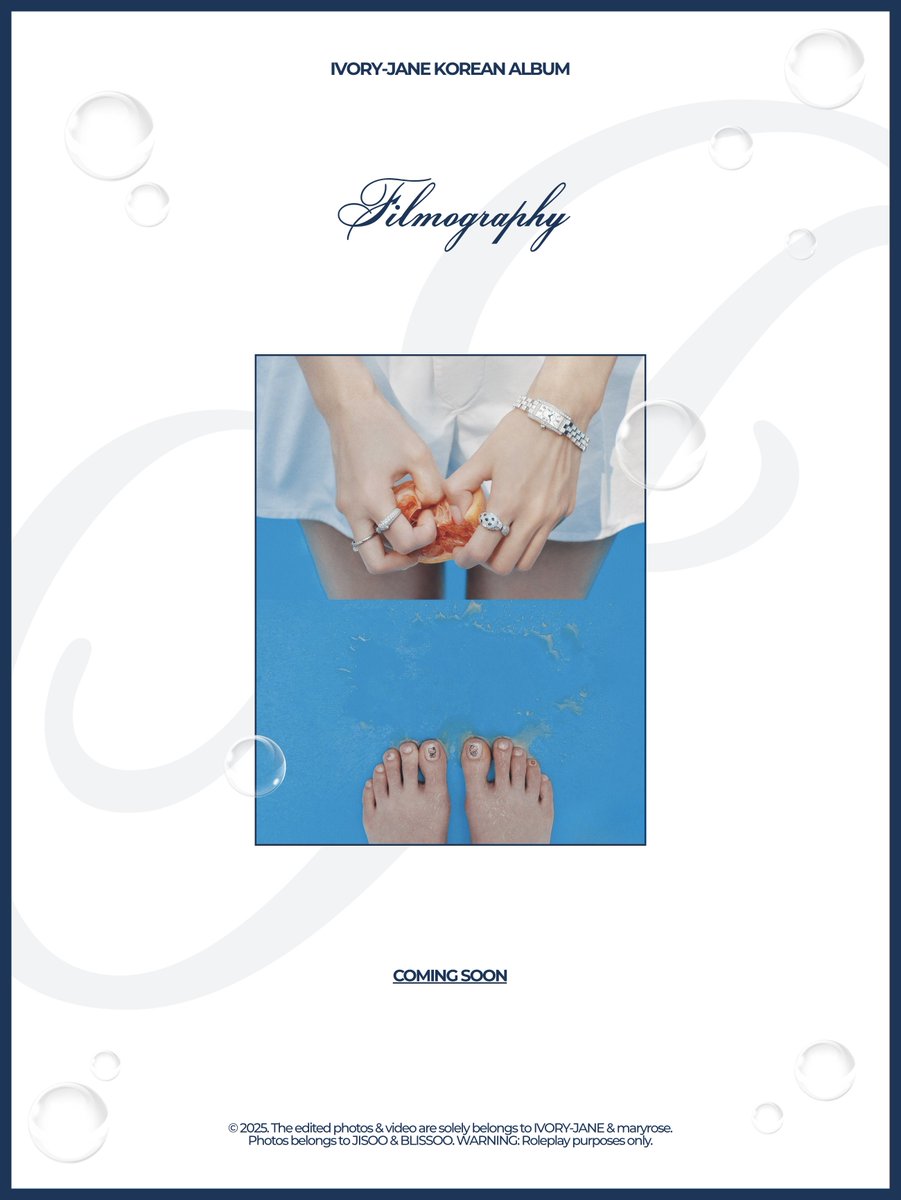 ᅠ

ᅠ  𝖨͟𝖵͟𝖮͟𝖱͟𝖸͟-𝖩͟𝖠͟𝖭͟𝖤͟ 𝖪͟𝗈͟𝗋͟𝖾͟𝖺͟𝗇͟ 𝖠͟𝗅͟𝖻͟𝗎͟𝗆
ᅠ  𝐟𝐢𝐥𝐦𝐨𝐠𝐫𝐚𝐩𝐡𝐲 

ᅠ  Premiering soon.
ᅠ  🎞️ XX.10.2025

ᅠ #IVORYJANE #filmography

ᅠ