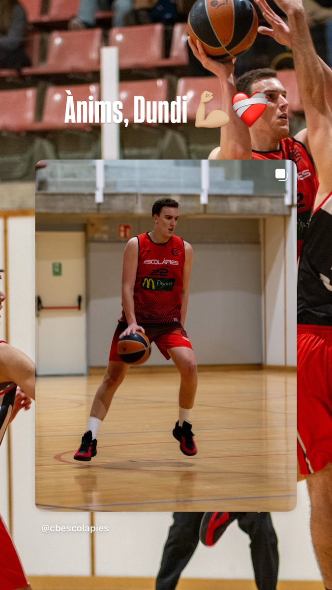 Des del CB Escolàpies Figueres volem enviar tota la nostra força i ànims al nostre jugador del Sènior Masculí, Dundi, que malauradament va patir una lesió del LCA la setmana passada.

Sabem que vindran mesos de treball dur, però estem amb tu! T'esperem a la pista! 💪🏼