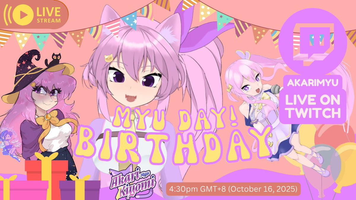 MYU DAY BIRTHDAY!

Join Aka on her Birthday Stream! October 16, 4:30pm gmt+8 

twitch.tv/akarimyu

#AkarimyuLive #AkarimyuKiyomi #Twitch #Birthday #VSinger #VTuber #新人Vtuber #PHVtuber #ENVtuber