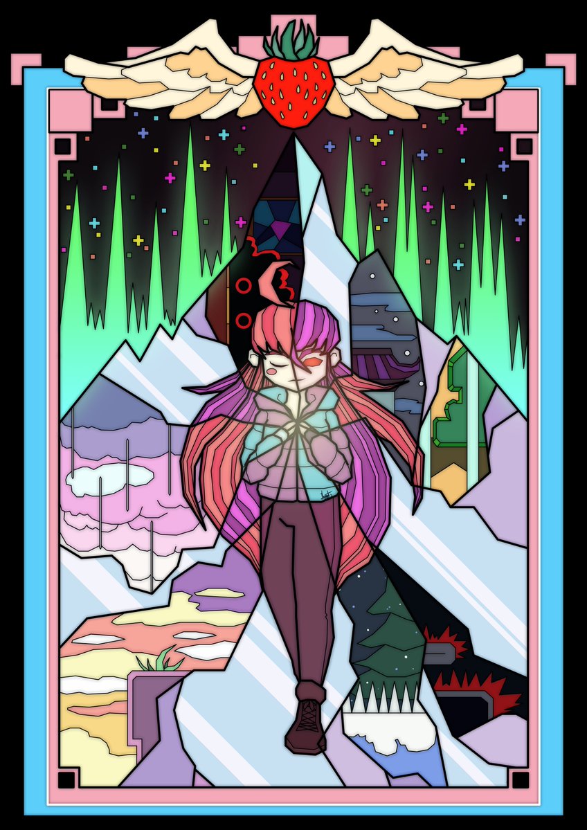 Hop là, voici la double #Commission  Céleste sur laquelle j'ai travaillé ces derniers jours ! 🌌
J'ai aussi refait les couleurs du cadre de mon premier vitrail #celeste pour qu'elles collent avec celles voulues par la personne ! 🏳️‍⚧️
J'espère que ça vous plaît ! #fanart