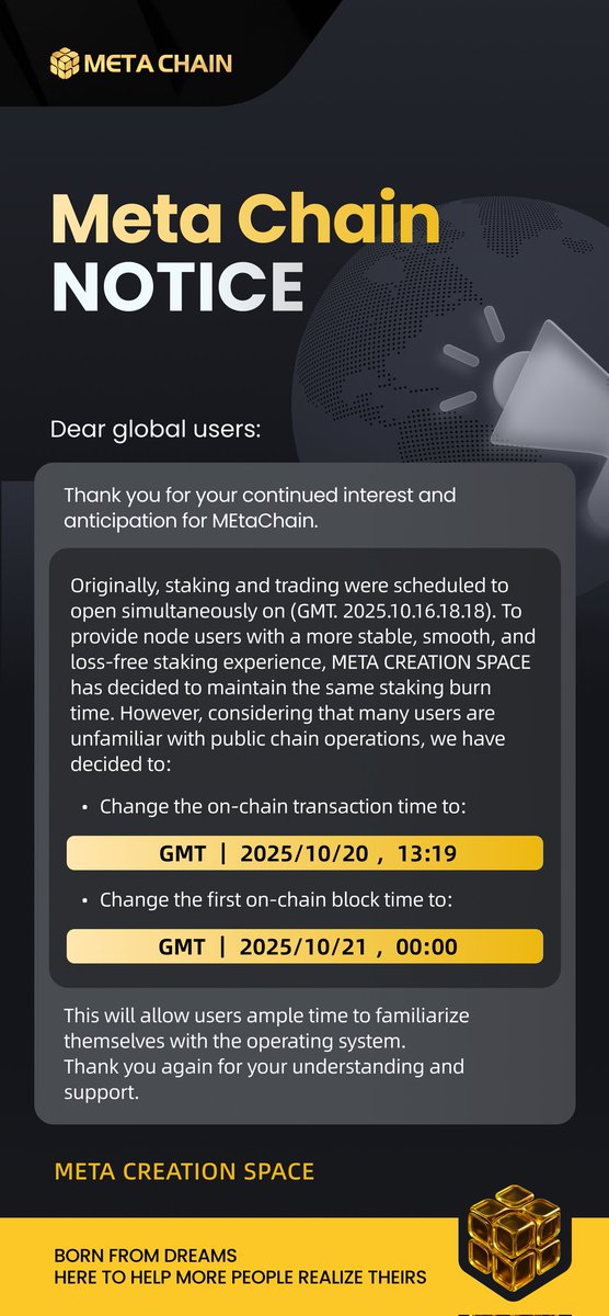 📢Notice！
On-Chain Time Changed🧐#MetaChian #MTC #BitTown