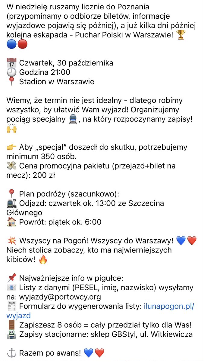 Specjal do Warszawy.
Zapraszamy!