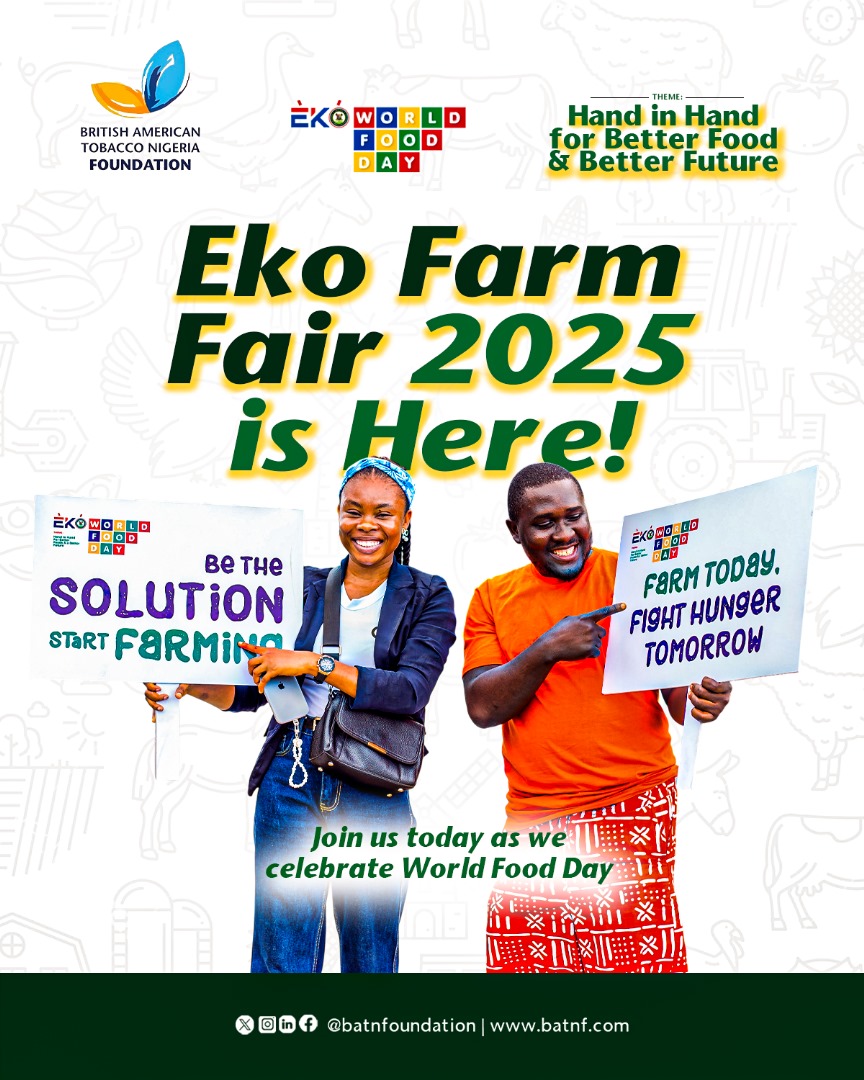 Today is the day, Eko World Food Day 2025 is here💃🏻

The wait is finally over. We’re live at Police College, Ikeja, and it all starts at 10 AM.

Come experience the best of fresh produce, local delicacies, and unbeatable prices. You can still register through the BATNF app or
