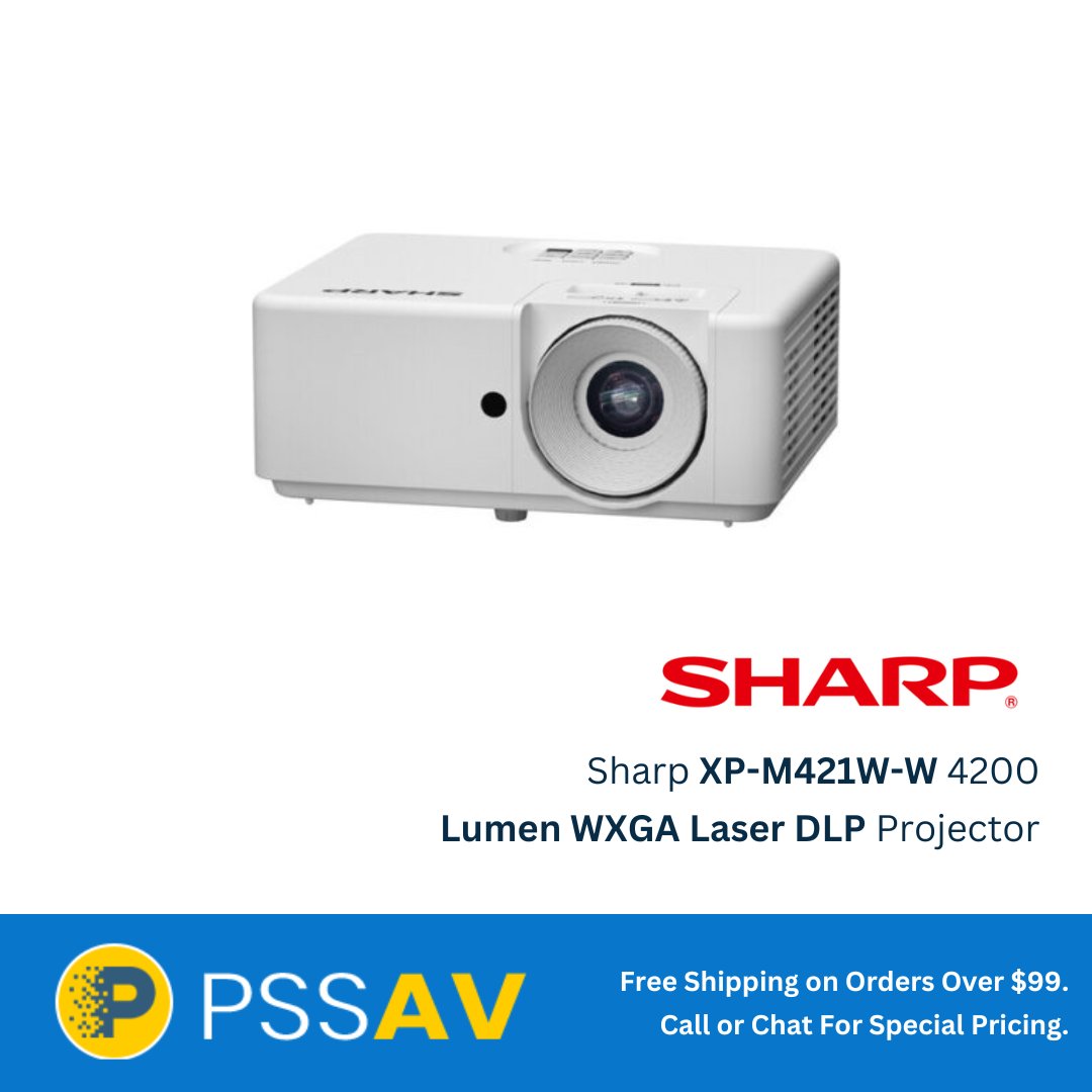 Sharp XP-M421W-W 4200-Lumen WXGA Laser DLP Projector

Enjoy ease-of-use and reliability in a compact package with the XP-M421W-W 4200-Lumen WXGA Laser DLP Projector from Sharp. The M series projectors from Sharp are designed to provide a cost-effective option for straightforward
