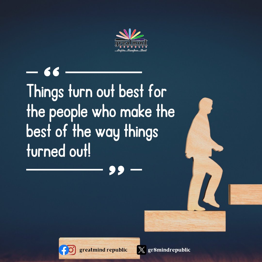 Gr8mindRepublic's tweet photo. Make the best of what comes your way, and life will, in turn, bring out the best in you.

#Wordsofwisdom #QOTD #Motivation #Inspiration #Knowledge #Encouragement #Insight #Quote #Nugget #Soullifting #Greatmind https://t.co/AvBHXm6VWn