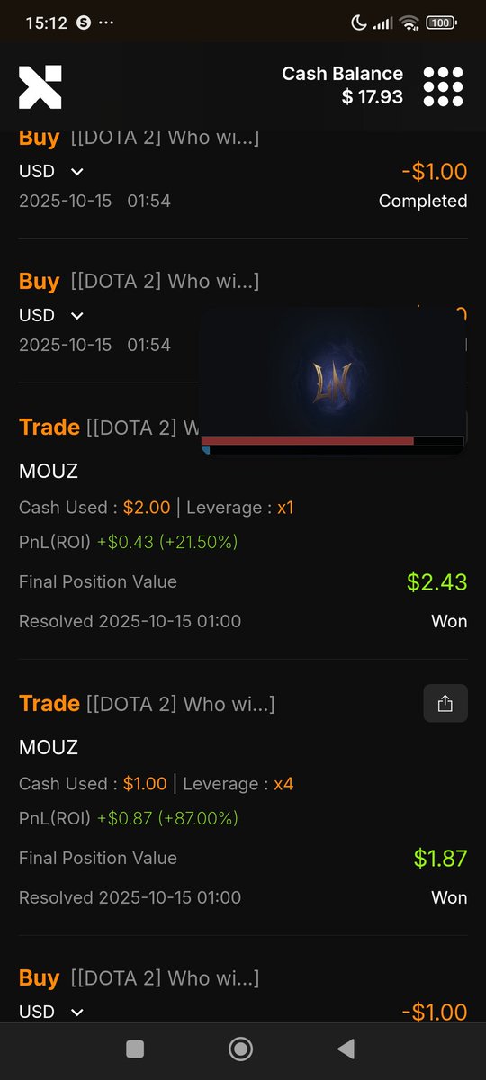 Mackoy50900260's tweet photo. Day 2 of me forecasting events on eSports
Got some juicy profits🫡
Join now and forecast on Events guys
and join the leaderboard challenge 
#EveryX 
@everyx_io @everyx_gaming https://t.co/dRZoe0dwib