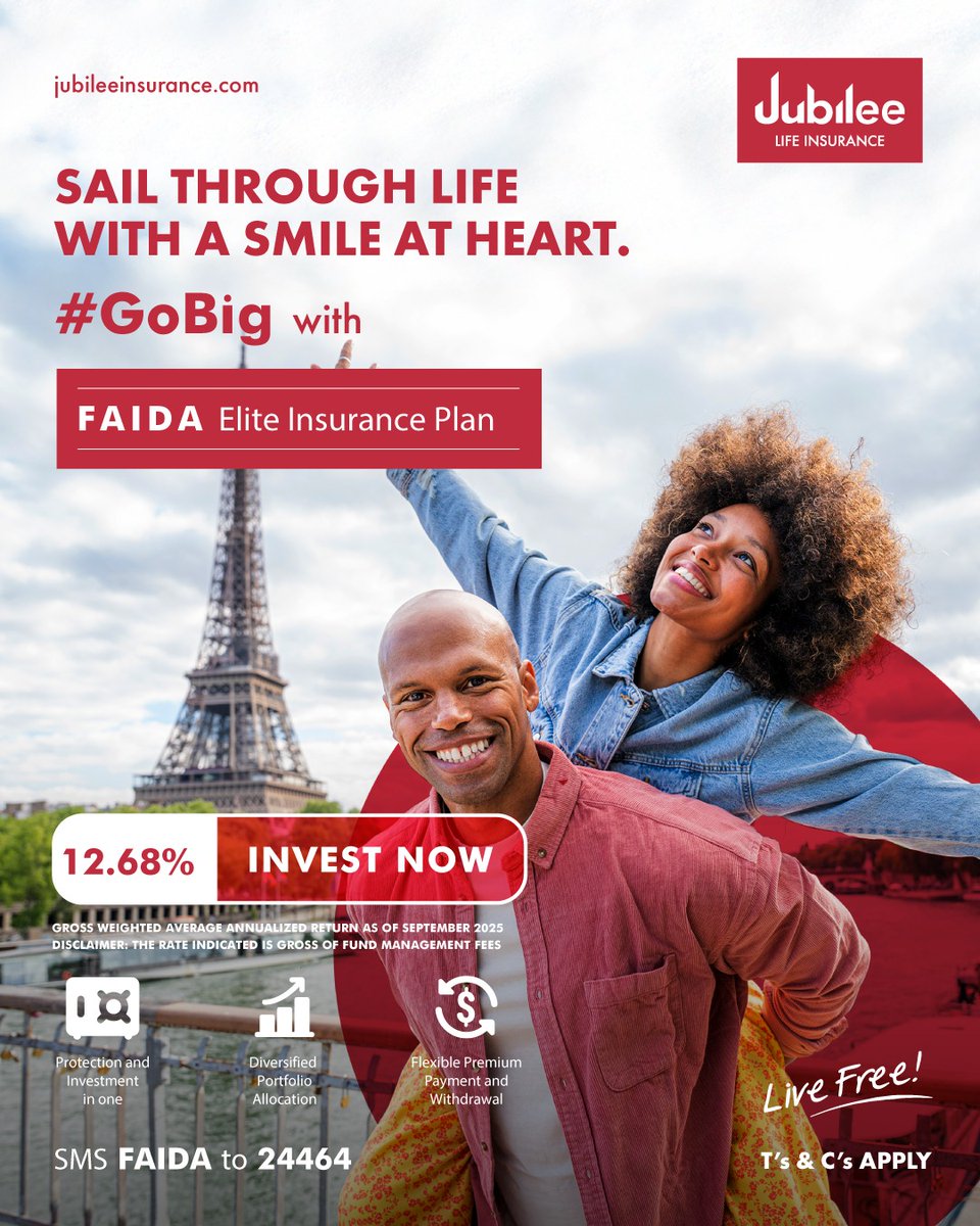 With Faida Elite you can enjoy each moment with confidence, knowing that your life is protected, your wealth is growing and your loved ones are secured.

Start investing today from as little as Kshs5,000 and enjoy:

1.✅ Life cover of up to 1 million
2.✅Competitive returns