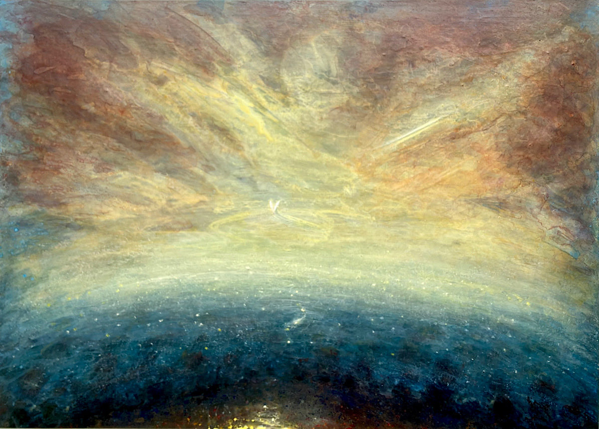 ‘Angel after the equinox’ new ink painting 50 x 70 cms, inspired by autumn equinox when sun crosses the celestial equator, night &amp; day are equal, signalling to living things that the warmth of summer is over &amp; to prepare for the quiet of winter #art #autumn #celestial #equinox