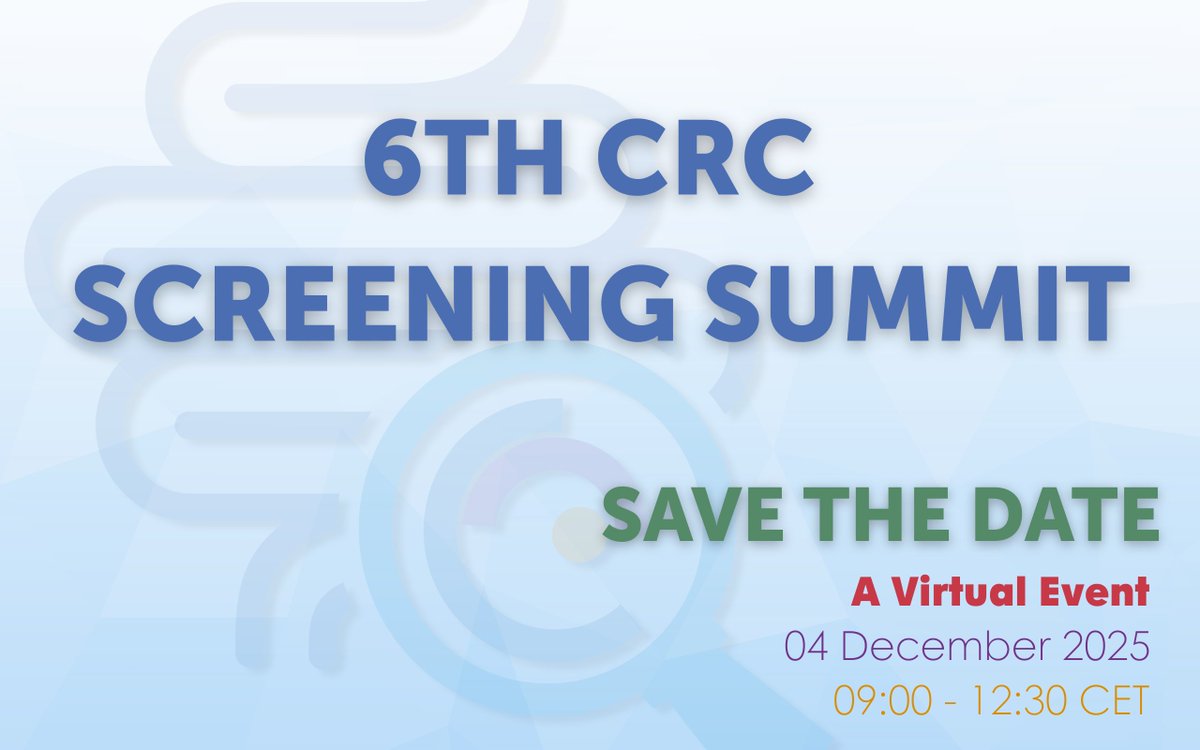 dice_europe's tweet image. 🗓️SAVE THE DATE – 04 Dec 2025, 9:00 CET

Join the 6th DiCE #CRCScreeningSummit to push early detection &amp;amp; prevention of colorectal cancer across 
Let’s make screening effective, accessible &amp;amp; equitable.

More details on the agenda soon.
Register now➡️ digestivecancers-eu.zoom.us/meeting/regist…