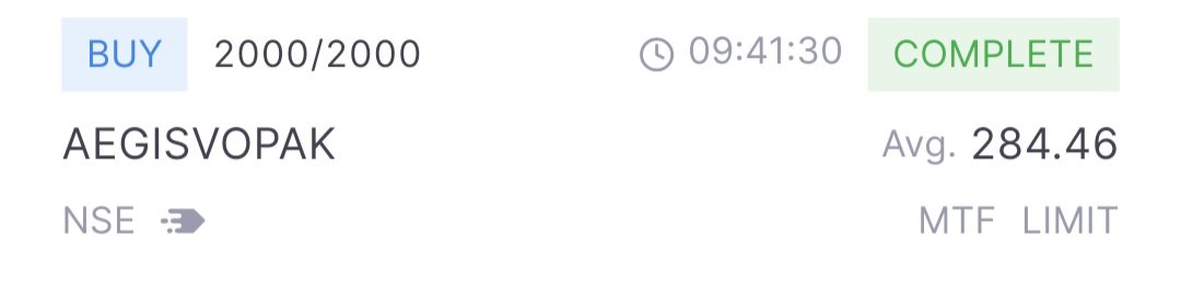 LakshBharath's tweet image. Long in #AEGISVOPAK At 284.46
Sl :- 280

#Stocktowatch #Aegislog