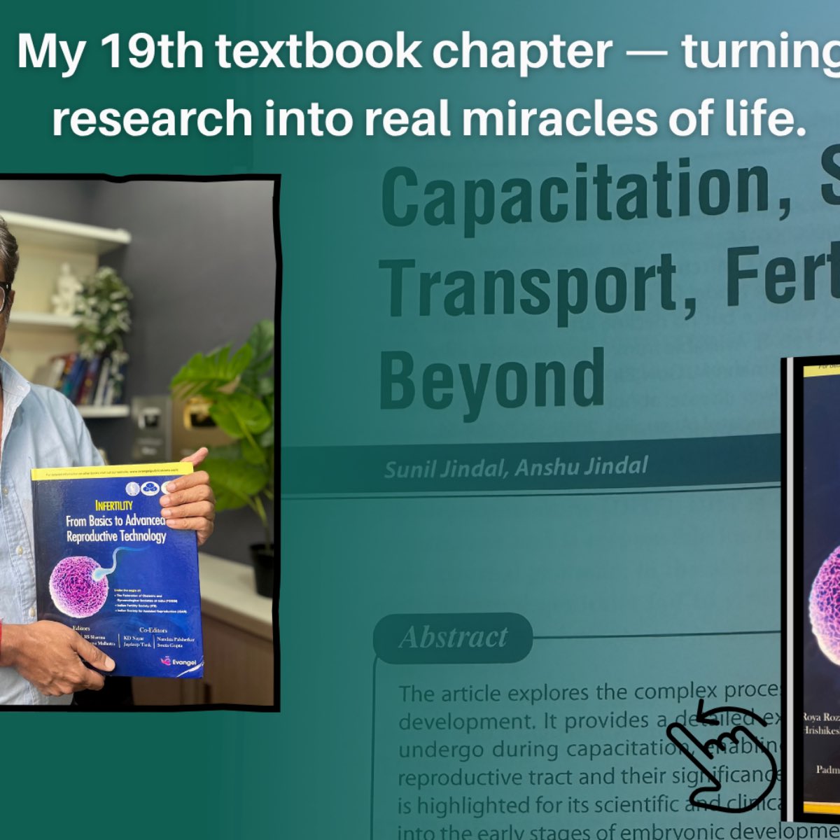 SunilKJindal1's tweet image. onoured to share my 19th textbook chapter — “Sperm Capacitation &amp;amp; Egg Transport” 📘✨
Science meets compassion to create life. ❤️
Every page written brings us closer to helping 100,000+ couples achieve parenthood. 👶🌱
#DrSunilJindal #Fertility #NART #ScienceWithHeart