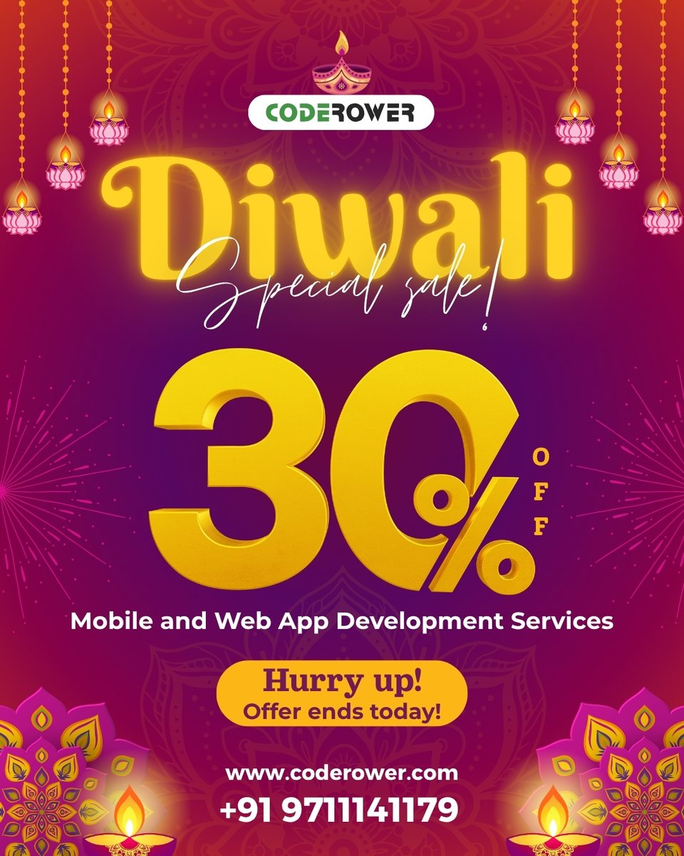 coderower's tweet image. Celebrate innovation this festive season with up to 30% OFF on mobile and web app development services — only for today!

🔗 coderower.com/page/web-appli…

#diwali2025 #festiveoffer #appdevelopment #webdevelopment #discountalert #limitedtimeoffer #coderower #mobileapps #digitalgrowth