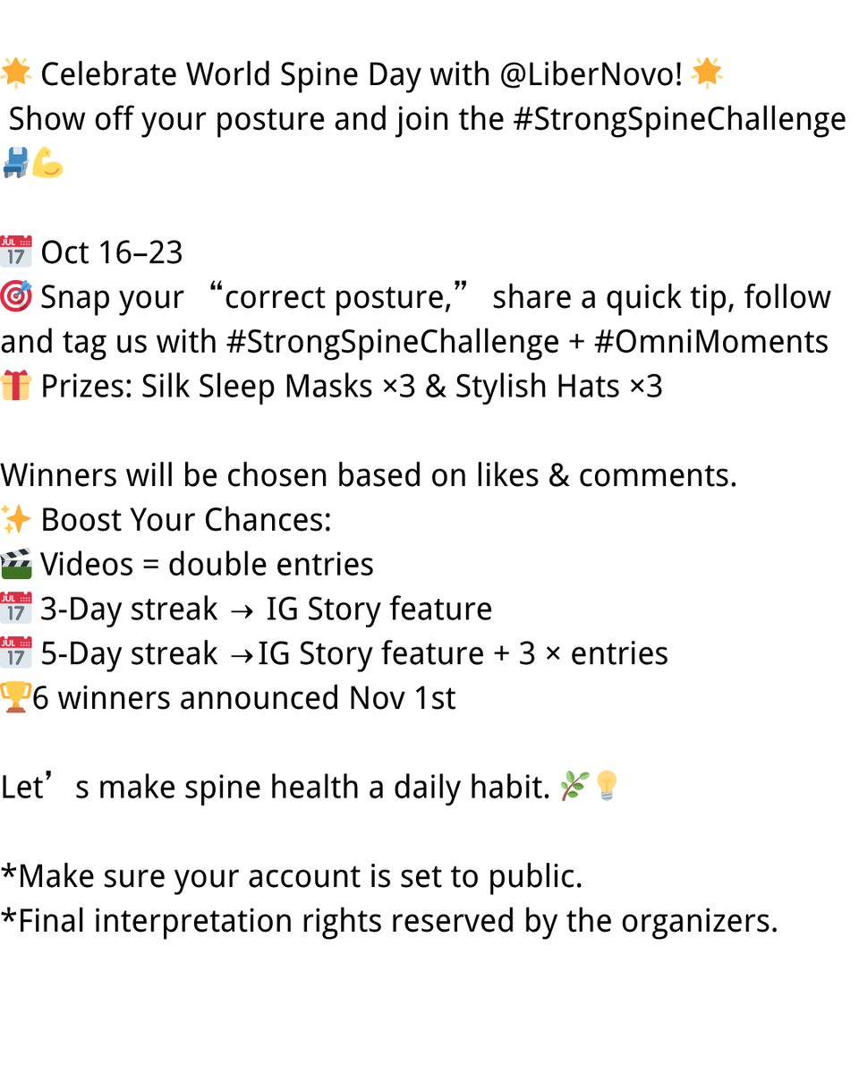 LiberNovo's tweet photo. 🌟 Celebrate World Spine Day with @LiberNovo! 🌟
Show off your posture and join the #StrongSpineChallenge 💺💪

Let’s make spine health a daily habit. 🌿💡

#StrongSpineChallenge #OmniMoments #HealthyPosture #SitSmart #DailyHealth #BackCare #OfficeWellness https://t.co/3udtSlIi70