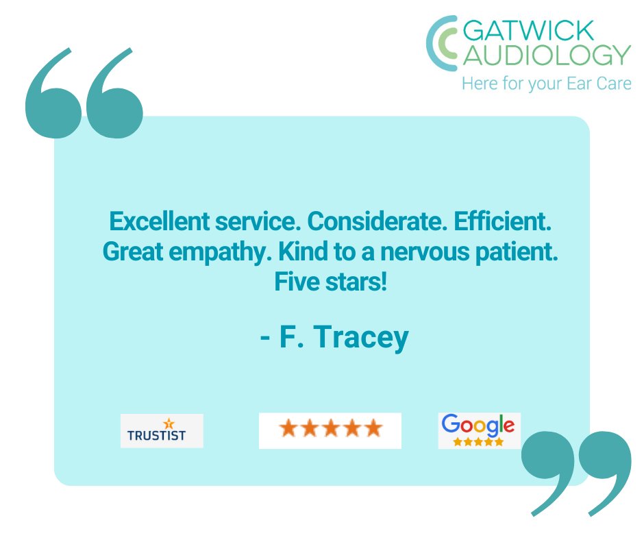 We really do appreciate every review as it allows us to continue to improve our service to patients.⠀ ⠀⠀
⠀ ⠀⠀
Contact us to book an appointment at hello@gatwickaudiology.co.uk or call 0333 011 7717.⠀ ⠀⠀
#GatwickAudiology #patientfeedback #Trustist ⠀⠀
<a href="/twitter/">Twitter</a>