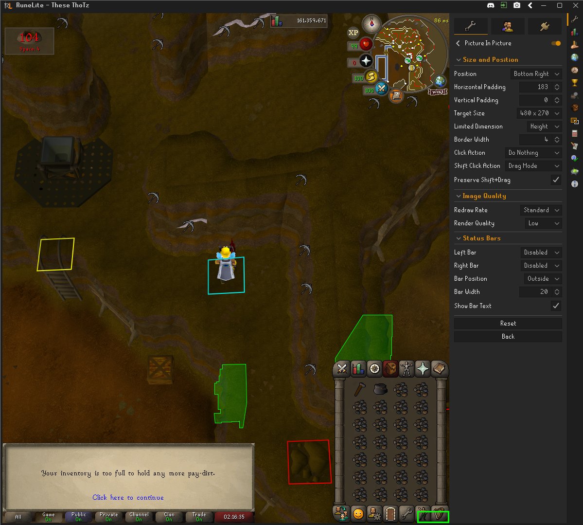 I noticed there's a large overlap of TFT and OSRS players, and one thing I think a lot of TFT players don't know is that there's a RuneLite plugin called "Picture in Picture" that let's you see a mini version of your OSRS screen

I attached my settings but play around with it!