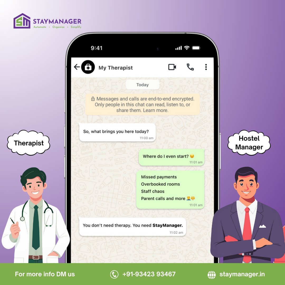 staymanager_in's tweet photo. You donโt need therapy - you need automation. ๐
And itโs just one click away. ๐งโโ๏ธ
๐ https://t.co/hX0P6POzle
#StayManager #Hostellife #Propertymanagement #PGsoftware #Hostelmanagement #Digitalhostel #Automationforhostels https://t.co/lUpxBMvvQW