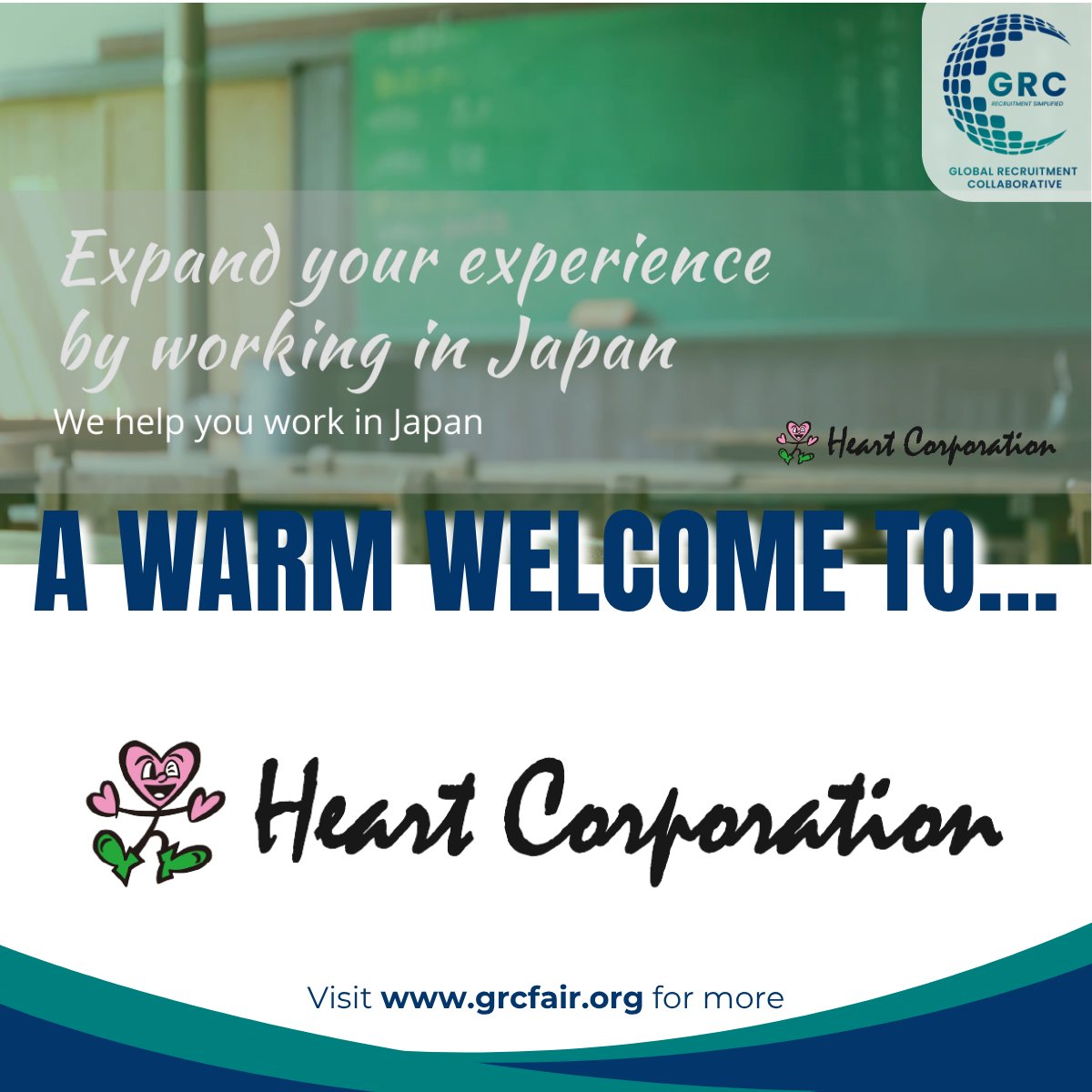 We’re honored to welcome Heart Corporation (Japan) to the GRC community.

Specializing in ALT (Assistant Language Teacher) dispatch, English language education, and international understanding initiatives, Heart Corporation connects passionate educators with schools across Japan.