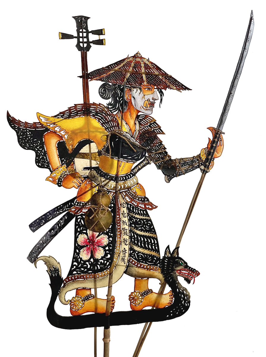 fusionwk's tweet image. Yes,we did the gear-up version of @PlayStation @SuckerPunchProd @GhostofYotei game character #atsu

So the #shadowpuppet / #wayangkulit now wearing mask, carrying #shamisen &amp;amp; drinking bottle, holding her signature katana… she is now ready for action!