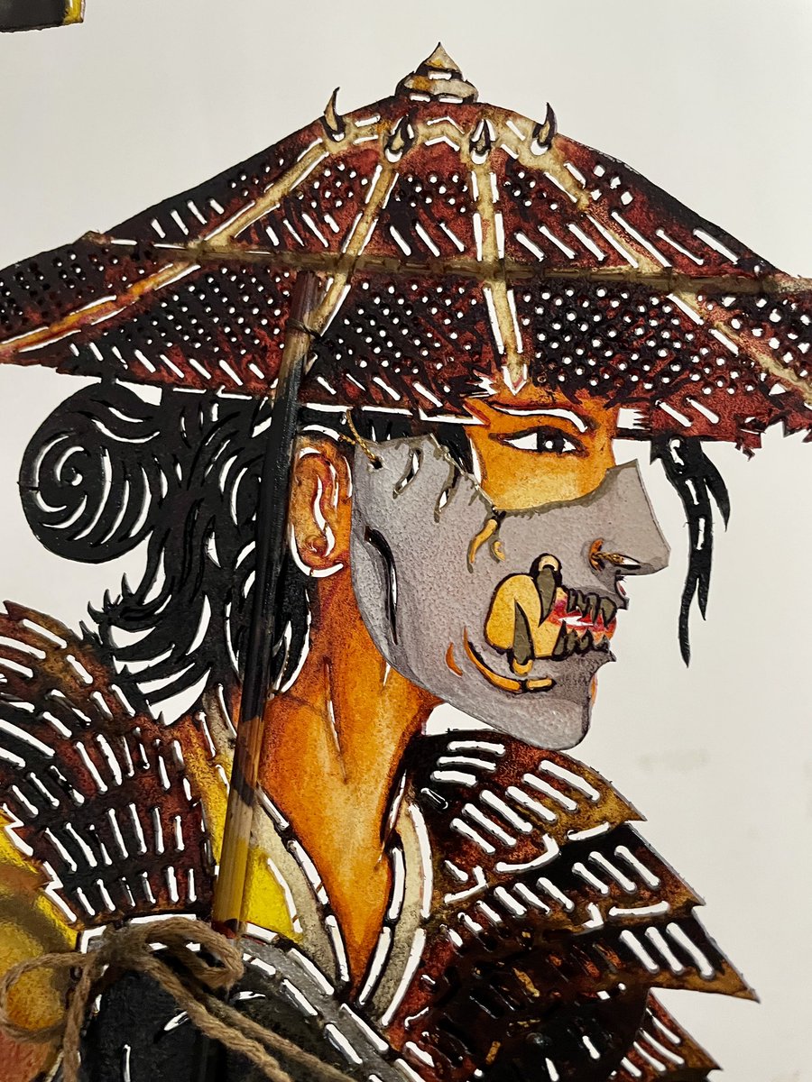 fusionwk's tweet image. Yes,we did the gear-up version of @PlayStation @SuckerPunchProd @GhostofYotei game character #atsu

So the #shadowpuppet / #wayangkulit now wearing mask, carrying #shamisen &amp;amp; drinking bottle, holding her signature katana… she is now ready for action!